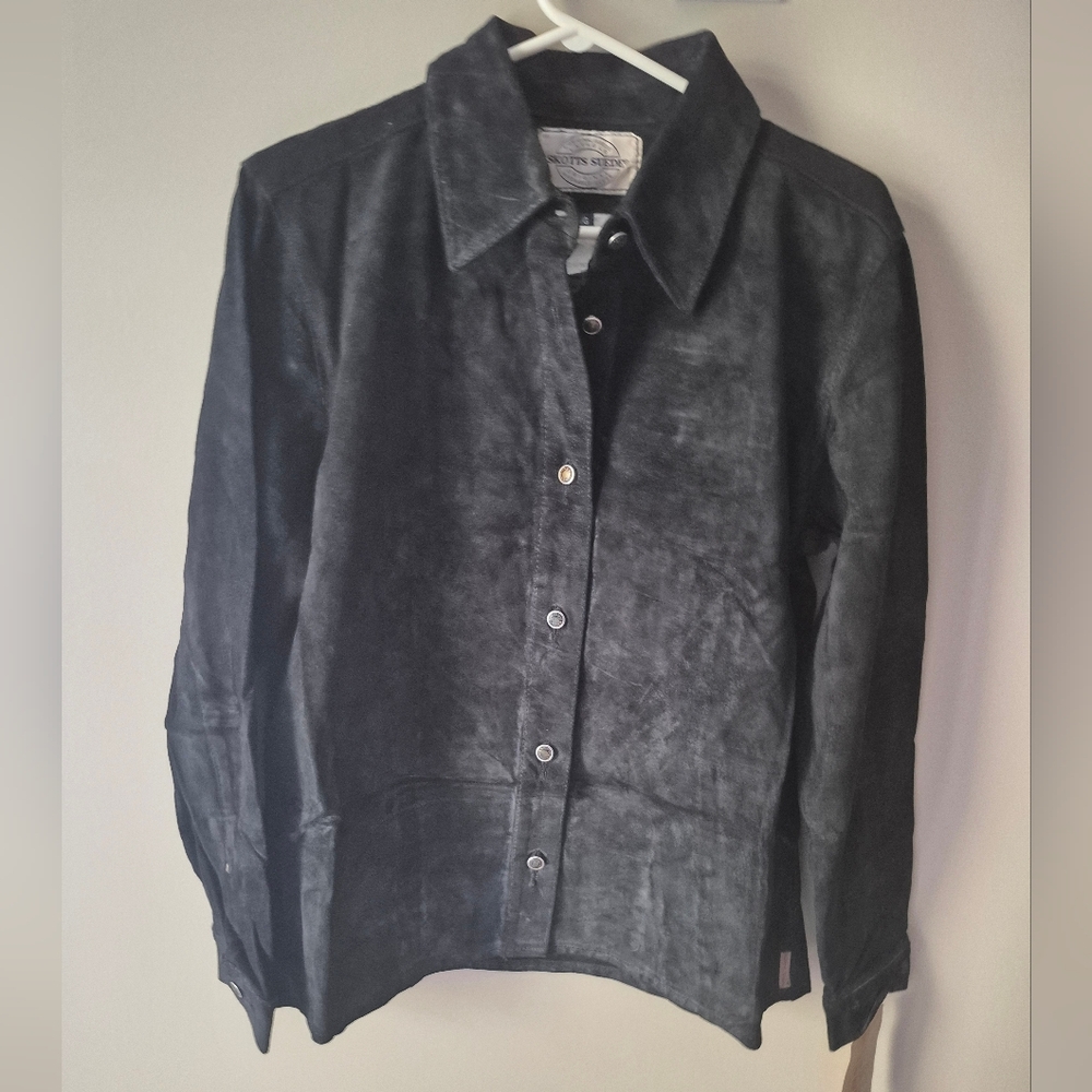 Skotts Suede Black Shirt Jacket Large L Washable New Boxy